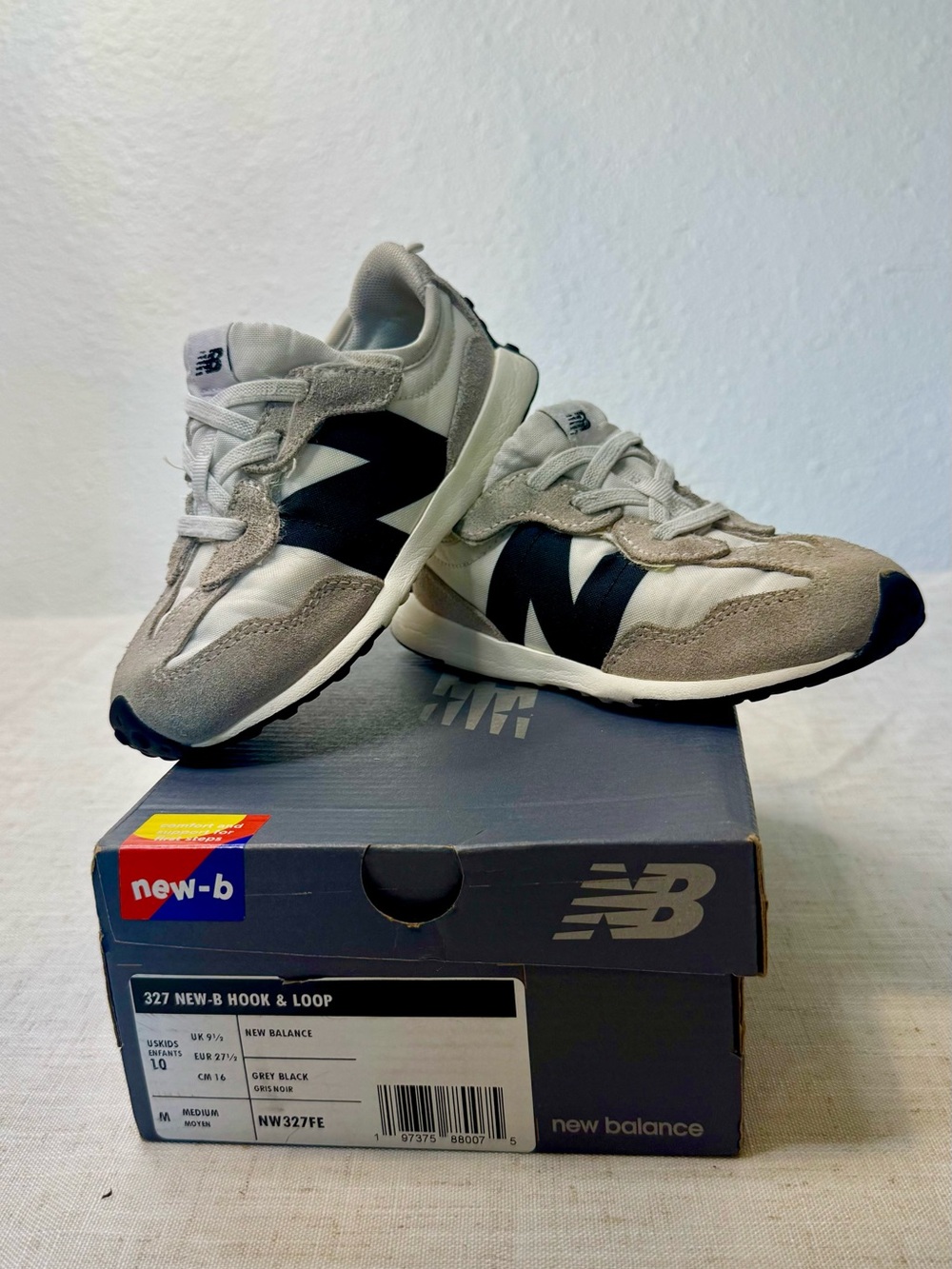 New Balance Kids Gray and Black 327 Sneakers